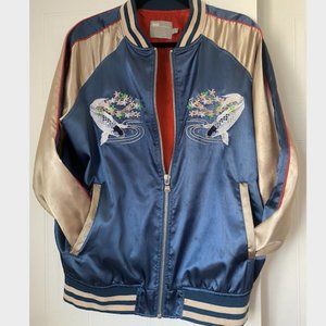 Blue Silk Japanese Bomber Jacket (US 8)